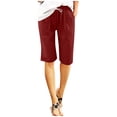 thumbnail image 1 of yillto Summer Shorts for Womens Cotton Linen Loose Pant Elastic Waist Pleated Casual Trousers with Pockets, 1 of 7