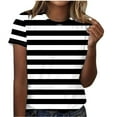thumbnail image 1 of yillto Summer Striped Shirts for Womens Basic Loose Short Sleeve Round Neck Causal Tee Tshirts Tops, 1 of 4