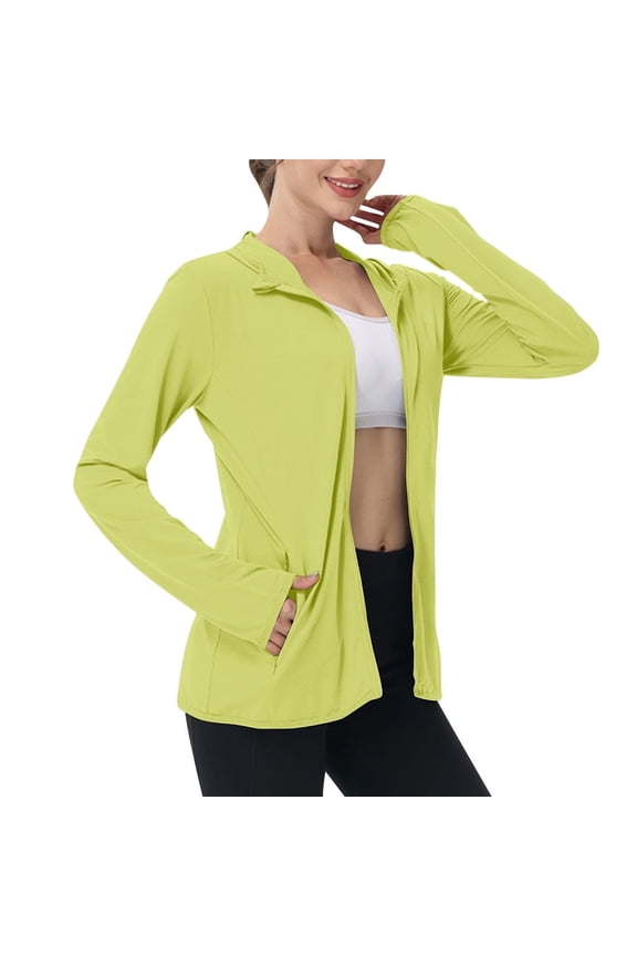 Sun Protection Jacket Women Summer Lightweight Athletic Full Zip Long Sleeve Hiking Shirts with Pockets