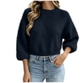 thumbnail image 1 of yillto Sweater for Womens Crop Knit Long Sleeve Fuzzy Crew Neck Pullover Warm Fall Winter Outwear, 1 of 6