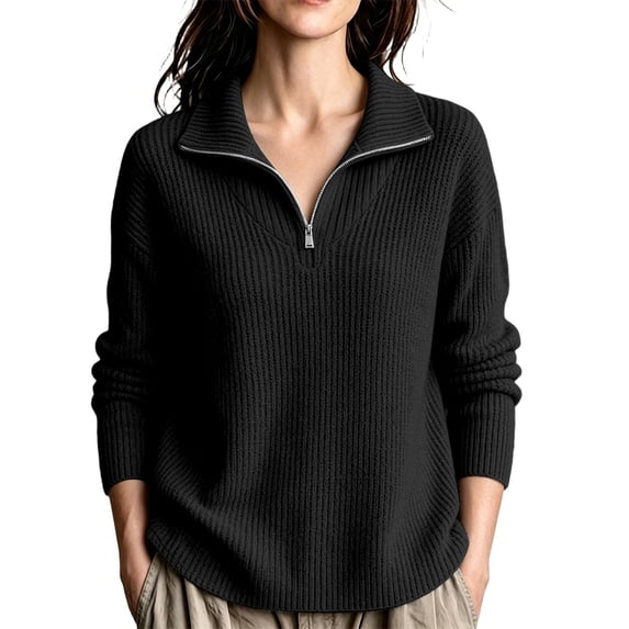 yillto Sweaters for Womens Quarter Zipper Pullover Thick Knit Tops Trendy Winter Soft Oversized Top
