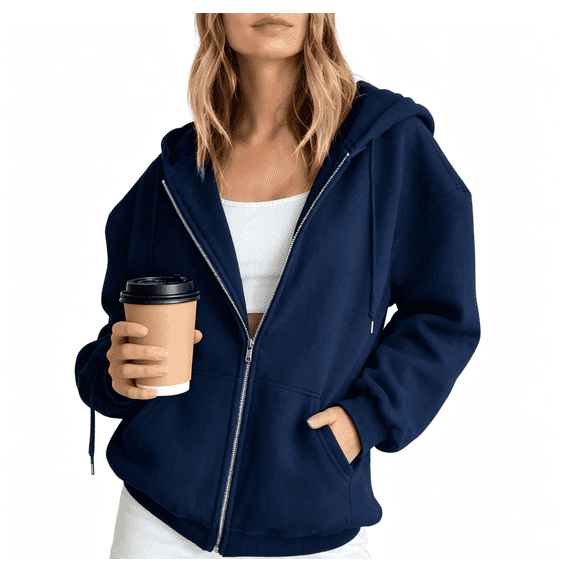 yillto Sweatshirt Jackets for Women Plus Size Zip up Hoodies Long Sleeve Hooded Coat with Pockets