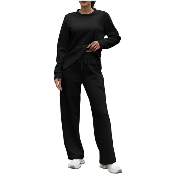 yillto Sweatsuits Women 2 Piece Outfit Lounge Sets Wide Leg Sweatpants Tracksuit Loungewear Sweatshirt