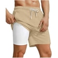 thumbnail image 1 of yillto Swimsuit Shorts for Mens Quick Dry Beach Bathing Suit Elastic Waist Swimwear Shorts with Liner, 1 of 5