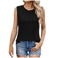 thumbnail image 1 of yillto Tank Tops for Women's Sleeveless Round Neck Pleated Loose Shirts Summer Basic Causal Tee, 1 of 7
