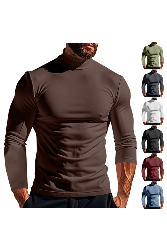 Thermal Top for Mens Big and Tall Mock Neck Pullover Long Sleeve Turtleneck Stretchy Shirts