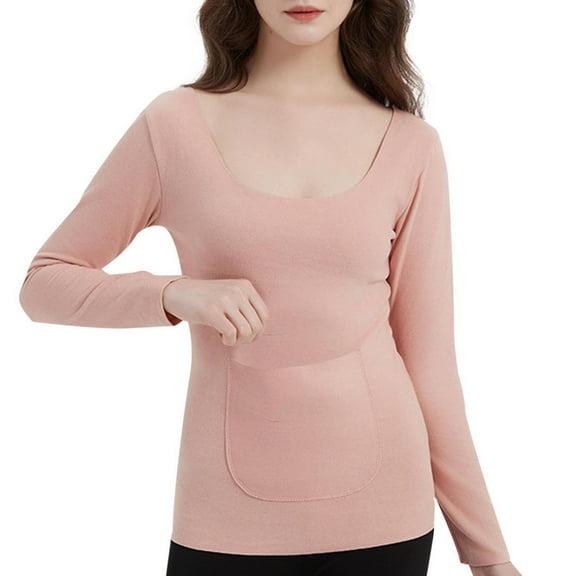 yillto Thermal Tops for Womens Long Sleeve Undershirts Basic Layer Warm Shirts Crewneck Soft Fleece Outfits