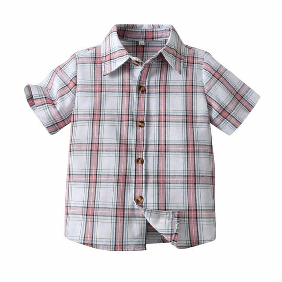 yillto Toddler Boys Plaid Shirts Short Sleeve Button down Summer T Shirts Lightweight Casual Tee