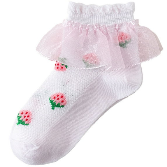 yillto Toddler Girls Ruffle Lace Trim Cotton Socks Summer Dress Socks Girl Cute Ankle Socks 1-13 Years