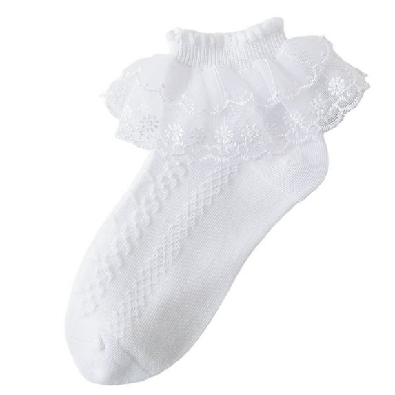 yillto Toddler Girls Ruffle Lace Trim Cotton Socks Summer Dress Socks Girl Cute Ankle Socks 1-13 Years