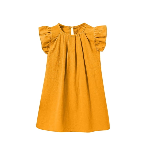 yillto Toddler Girls Short Sleeves Dresses Little Girl Summer Crew Neck Casual Outfits for Kids 1-6 Years
