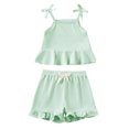 thumbnail image 1 of yillto Toddler Girls Summer Clothes Sleeveless Ruffle Hem Top and Shorts Little Girl Cute 2 Piece Sets, 1 of 7