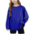 thumbnail image 1 of yillto Toddler Kids Basic Shirts Plain Long Sleeve Round Neck Loose Spring Summer Tshirts for Boys Girls, 1 of 7
