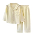 thumbnail image 1 of yillto Toddler Kids Cotton Pajamas Sets Button down Long Sleeve Top and Pants 2 Piece for Boys Girls, 1 of 3