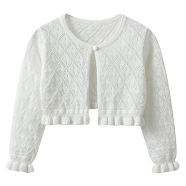 yillto Toddler Kids Girls Cardigan Open Front Ribbed Knit Soft Long Sleeve Lightweight Crop Cardigan Coat