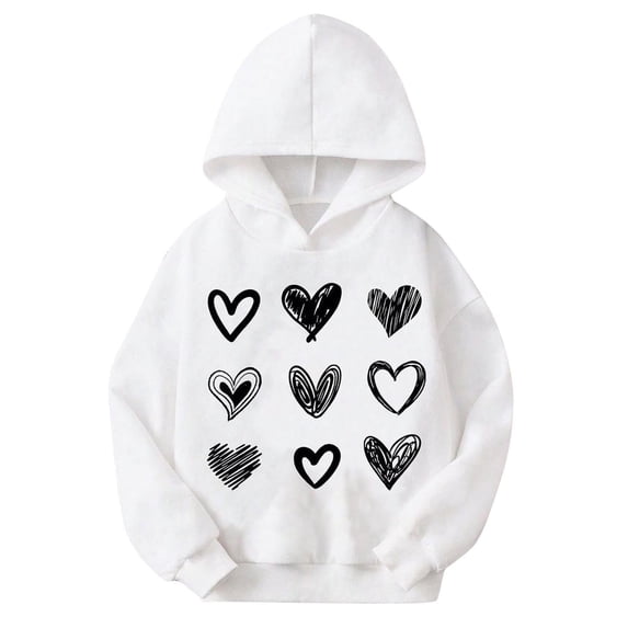yillto Toddlers Girls Sweatshirts Heart Printed Hoodie Pullover Long Sleeve Kids Sweatshirt for 3-9 Years
