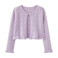 thumbnail image 1 of yillto Little Girls Long Sleeve Cardigan Round Neck Ribbed Knitted Kids Girl Lightweight Coat, 1 of 7
