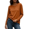 thumbnail image 1 of yillto Tshirts for Womens Long Sleeve Basic Shirts Sofy Stretchy Crew Neck Solid Color Loose Tees, 1 of 7