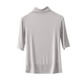 thumbnail image 1 of yillto Satin 3/4 Sleeve Tops for Womens Summer Casual Dressy Mock Neck Tight T Shirt Blouse, 1 of 6