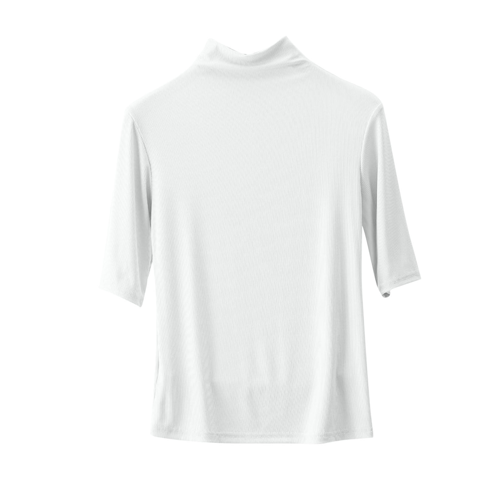 yillto Turtleneck 3/4 Sleeve Tops for Womens Summer Casual Dressy Mock ...