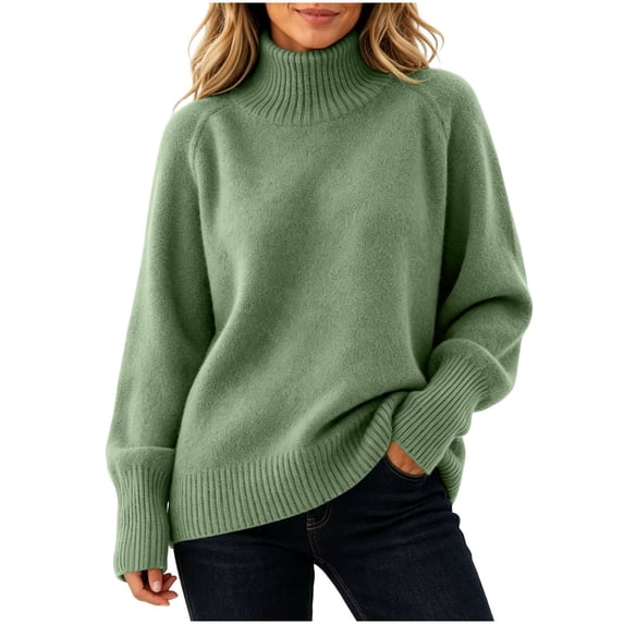yillto Turtleneck Sweater for Womens Long Sleeve Mock Neck Pullover Knit Fall Winter Baggy Sweaters