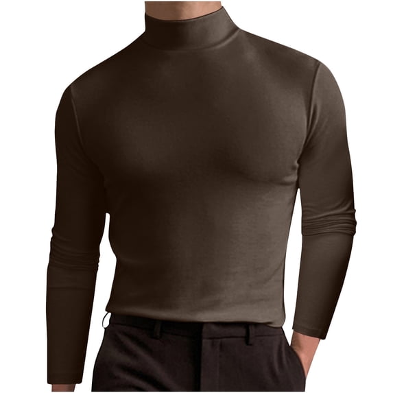 yillto Turtleneck Undershirt for Men Long Sleeve Pullover Basic Slim Stretch Mock Shirts Tops