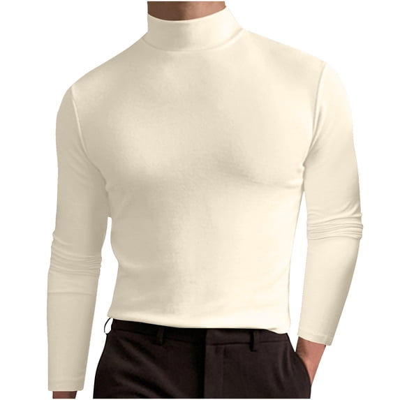 yillto Turtleneck Undershirt for Men Long Sleeve Pullover Basic Slim Stretch Mock Shirts Tops