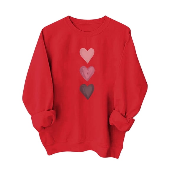 yillto Valentine's Day Sweatshirt for Womens Heart Graphic Round Neck Pullover Loose Fashion Shirts