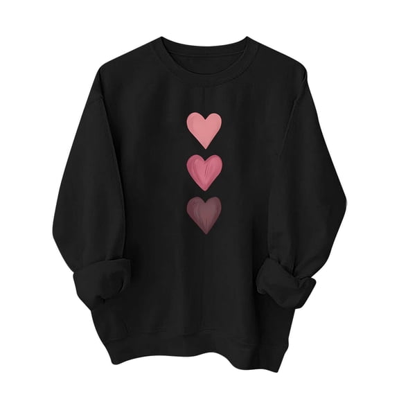 yillto Valentine's Day Sweatshirt for Womens Heart Graphic Round Neck Pullover Loose Fashion Shirts