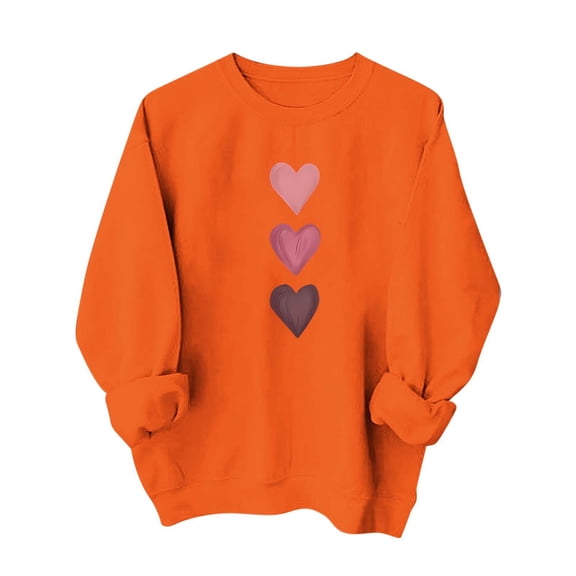 yillto Valentine's Day Sweatshirt for Womens Heart Graphic Round Neck Pullover Loose Fashion Shirts
