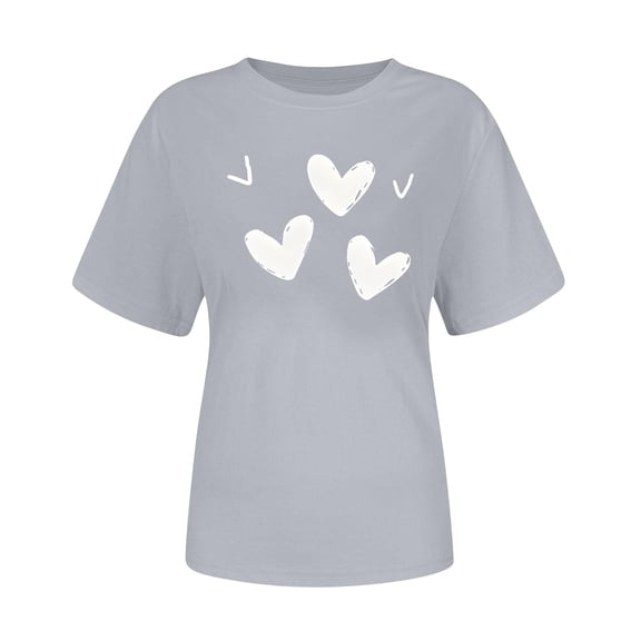 yillto Valentines Day Shirts Women Graphic Shirt Round Neck Casual Loose Tee Tops Summer Cute Tshirts