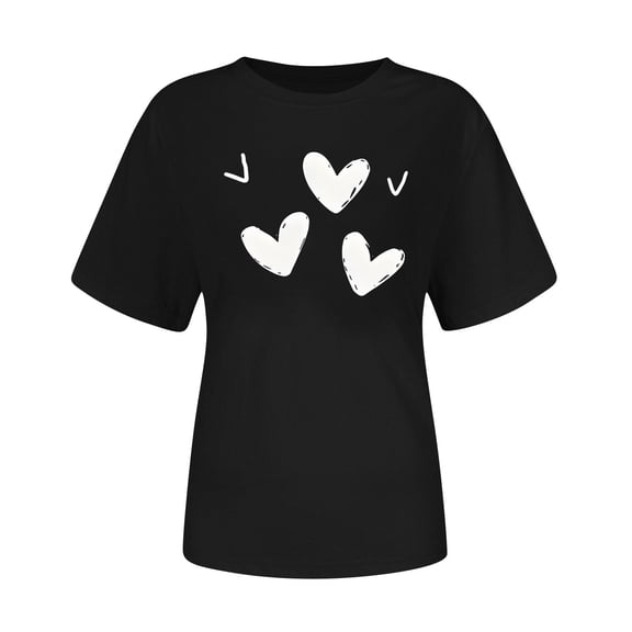 yillto Valentines Day Shirts Women Graphic Shirt Round Neck Casual Loose Tee Tops Summer Cute Tshirts