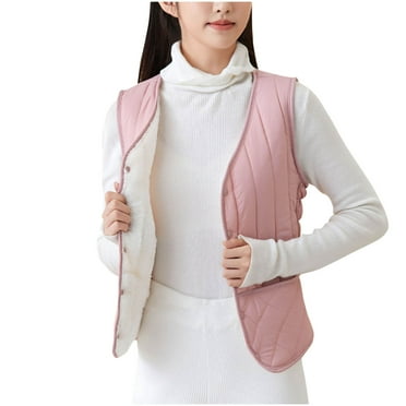 yillto Vest Jackets for Women Fleece Lined V Neck Button down Sleeveless Puffer Warm Fall Winter Coat