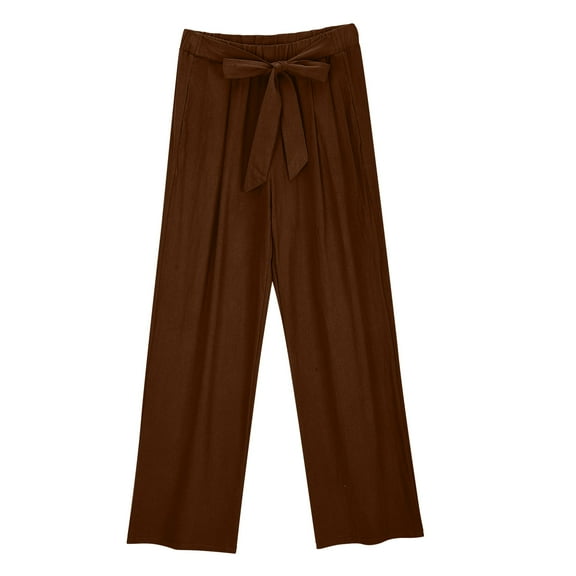 yillto Wide Leg Pant for Womens Plus Size High Waist Palazzo Work Casual Flowy Bow Tie Trousers