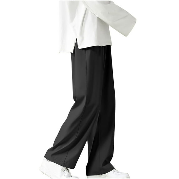 yillto Wide Leg Pants for Mens Boys Straight Leg Pants Trendy Baggy Casual Comfortable Trousers