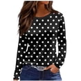 thumbnail image 1 of yillto Women Basic Long Sleeve Tops Polka Dot Crewneck Slim Shirts Casual Business Tunic Blouses Outfits, 1 of 5