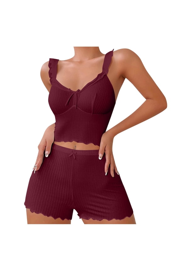 Women Cami Pajamas Sets Sleeveless Camisoles Tops and Sleepwear Shorts 2 Piece Lounge Set