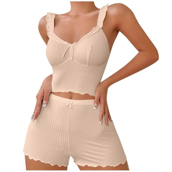 yillto Women Cami Pajamas Sets Sleeveless Camisoles Tops and Sleepwear Shorts 2 Piece Lounge Set