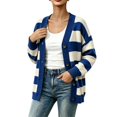 thumbnail image 1 of yillto Women Cardigan V Neck Button down Striped Sweater Knit Long Sleeve Loose Cardigans S-XXXL, 1 of 7
