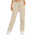 thumbnail image 1 of yillto Women Cargo Sweatpants with Pockets Elastic Waist Drawstring Casual Straight Leg Sweatpant, 1 of 6