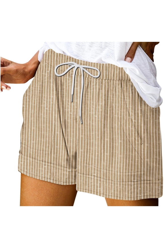 Women Casual Shorts Elastic Waist Comfy Drawstring Summer Beach Lightweight Short Pants with Pockets