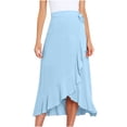 thumbnail image 1 of yillto Women Chiffon Wrap Skirt High Waist Boho Asymmetrical Ruffle Hem Flowy Loose Midi Beach Skirts, 1 of 7