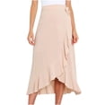 thumbnail image 1 of yillto Women Chiffon Wrap Skirt High Waist Boho Asymmetrical Ruffle Hem Flowy Loose Midi Beach Skirts, 1 of 7