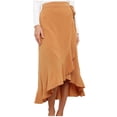thumbnail image 1 of yillto Women Chiffon Wrap Skirt High Waist Boho Asymmetrical Ruffle Hem Flowy Loose Midi Beach Skirts, 1 of 7