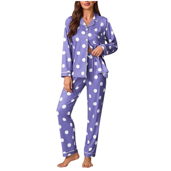 yillto Women Spring Pajamas Set Button down Long Sleeve Tops Sleepwear Loungewear Pant Pjs 2 Piece