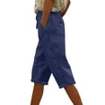 thumbnail image 1 of yillto Women Cotton Linen Capris Cropped Leg Loose Pants Elastic Waist Casual Capri Trousers with Pockets, 1 of 7