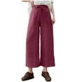 thumbnail image 1 of yillto Women Cotton Linen Pants Wide Leg Palazzo Elastic Waist Drawstring Beach Beach Pant Trousers, 1 of 6