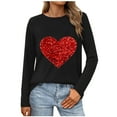 thumbnail image 1 of yillto Women Crewneck Sweatshirts Lightweight Casual Long Sleeve Shirts Heart Graphic Ladies Tops, 1 of 4