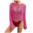 thumbnail image 1 of yillto Women Crop Cover up Crochet Long Sleeve Lightweight Beachwear Protection Bikini Knit Mesh Tops, 1 of 4