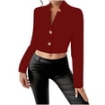 thumbnail image 1 of yillto Women Crop Jackets Suit Long Sleeve Open Front Short Coats Button down Formal Dressy Blazer, 1 of 7